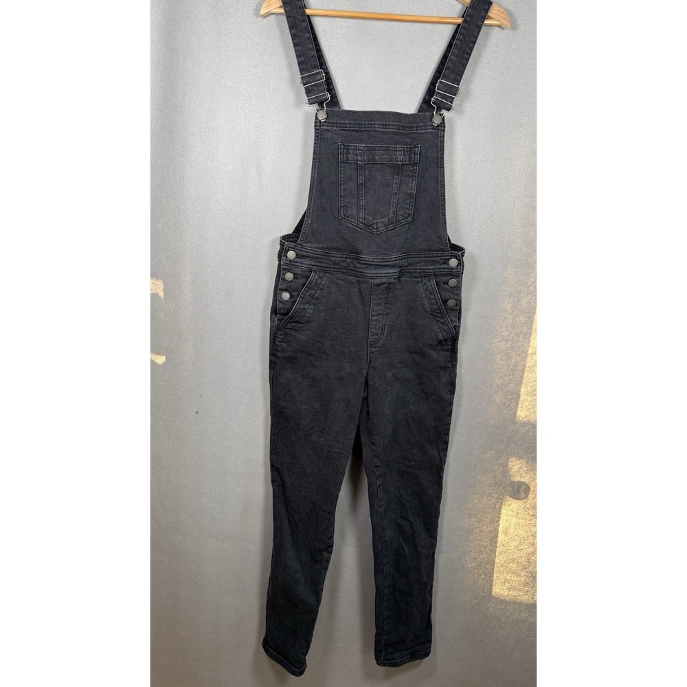 Boden Girlfriend Dungarees Overalls Granola Washed Black Cotton Denim Size 6